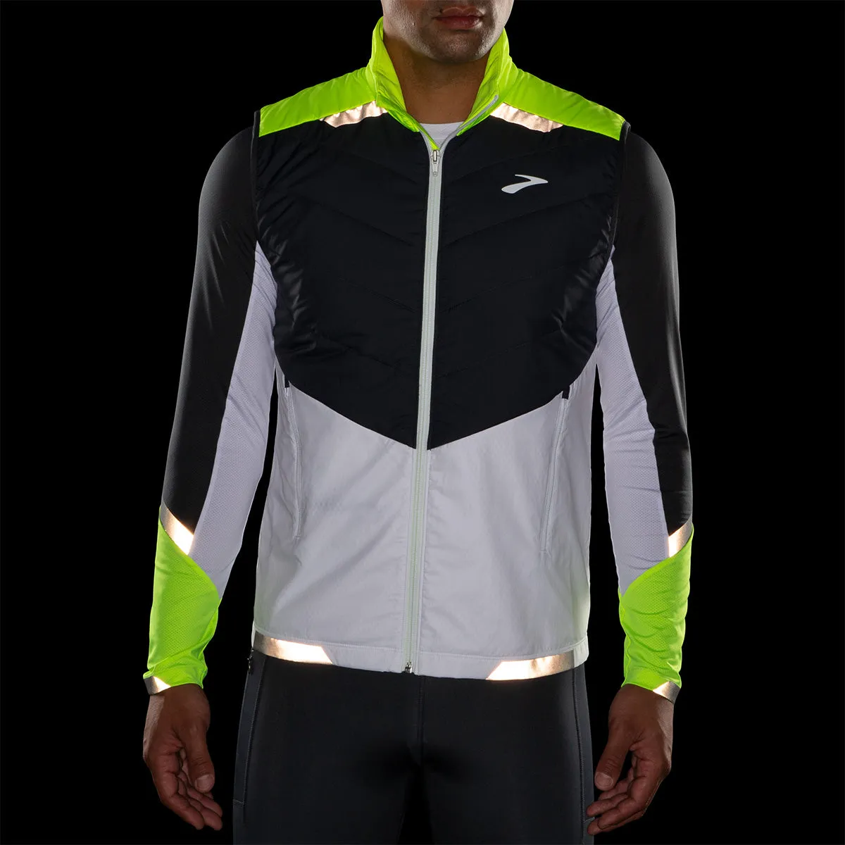 Brooks Run Visible Insulated Vest Mens | White/asphalt/nightlife