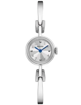 Bulova Womens Classic Bangle Watch - Stainless Steel - Silver Dial - Blue Hands