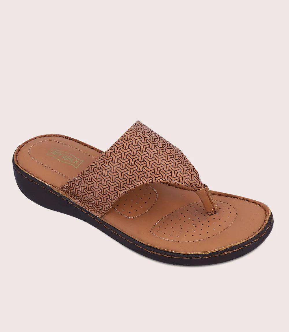 BW2449-TAN-Women Comfort Chappal