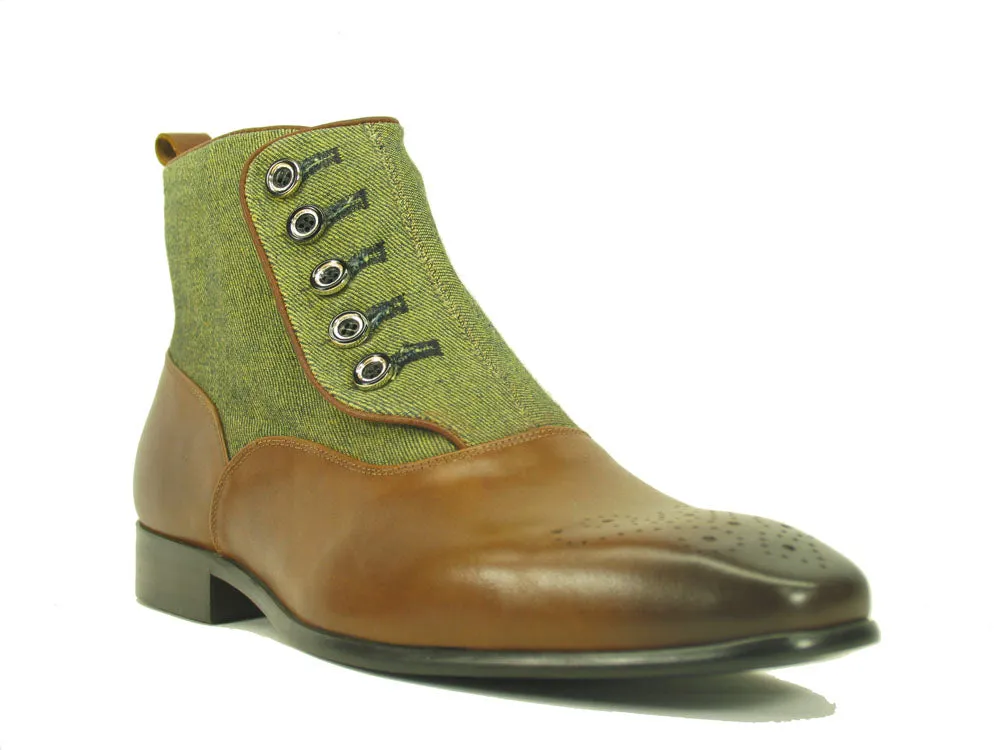 Calfskin Button Up Slip-On Boot