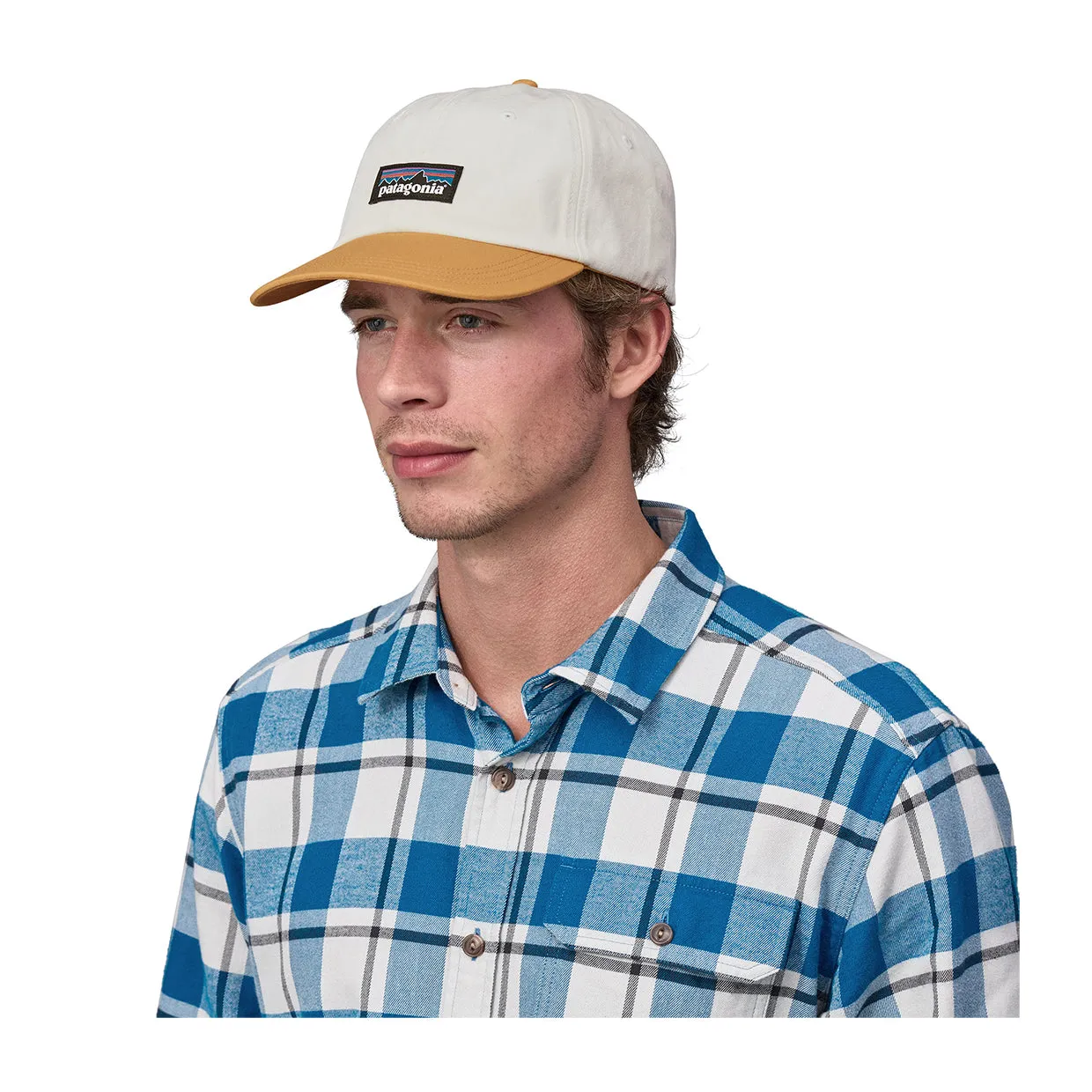 Cappello Unisex Patagonia P-6 Label Trad Cap Bianco Panna / Giallo