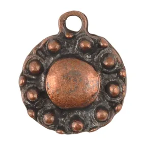 Casting Charms Wholesale-14x17mm Round Granulated Frame-Antique Copper-Quantity 10