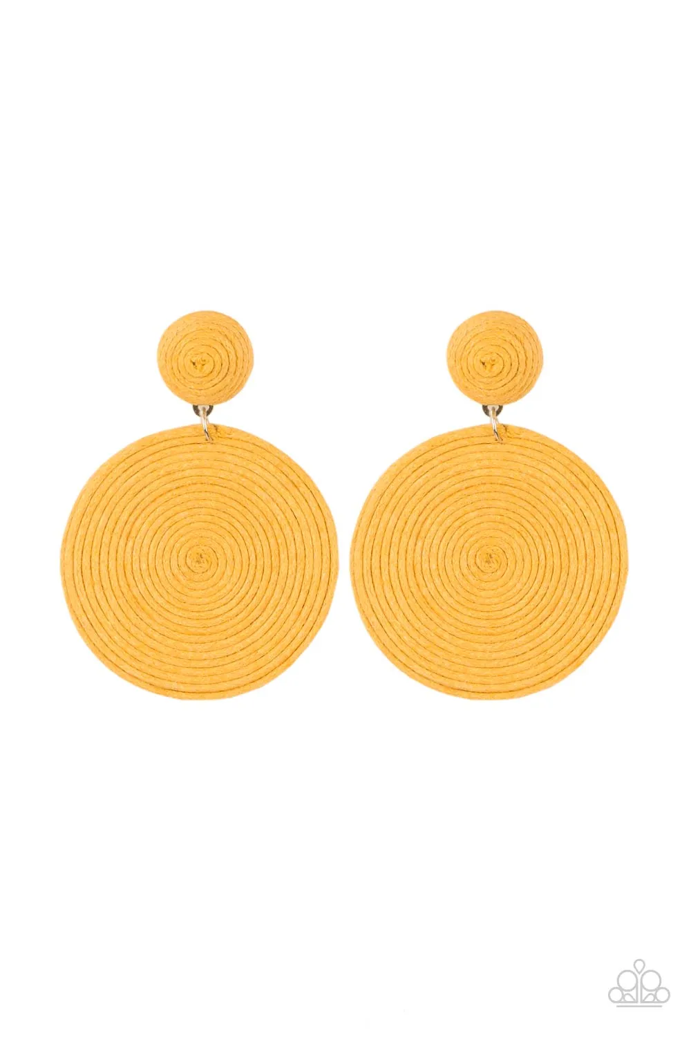 Circulate The Room - Yellow Paparazzi Earrings