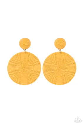 Circulate The Room - Yellow Paparazzi Earrings