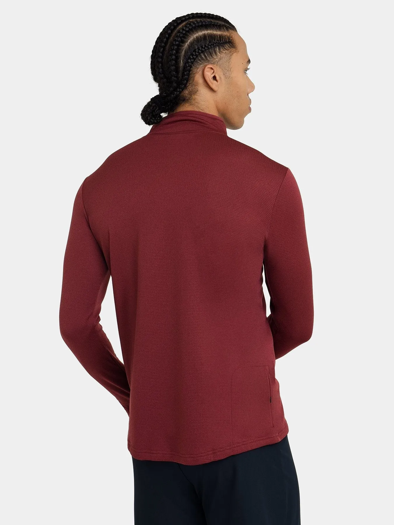 Cloud Fleece Quarter Zip Running Top For Men With Thumbholes & Side Zip Pocket