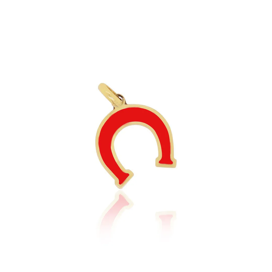 Coral Horseshoe Charm