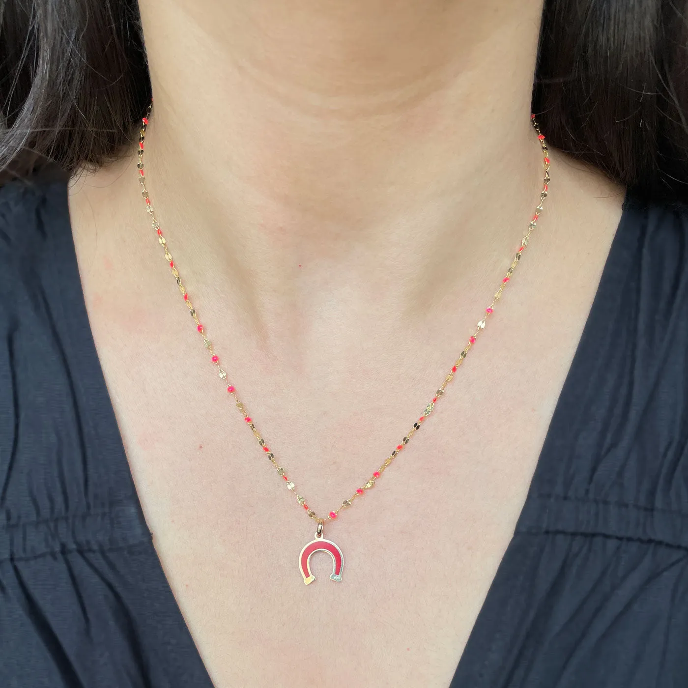 Coral Horseshoe Charm