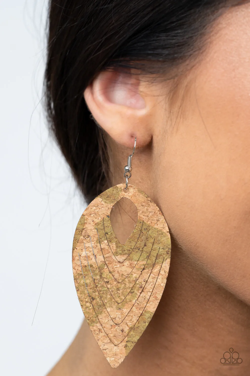 Cork Cabana - Green Paparazzi Earrings