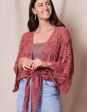 Cotton Lace Crochet Wrap - Rust