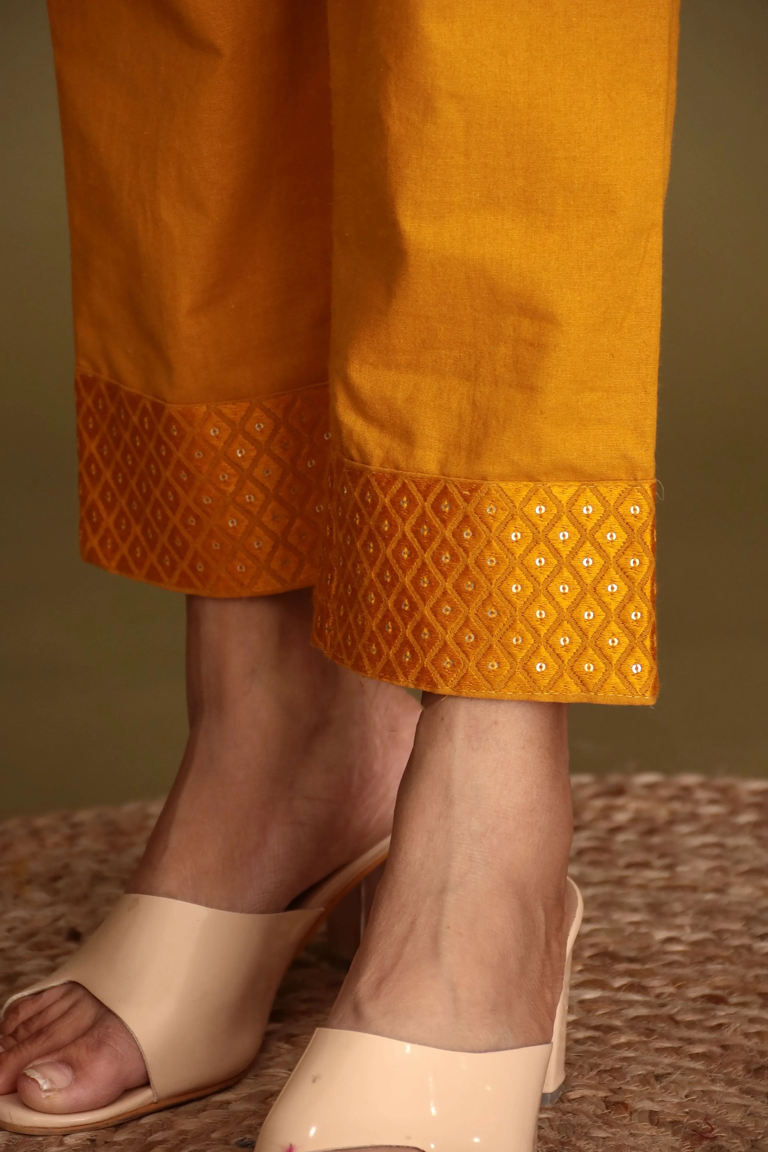 Cotton Woven Pant with Embroidered Work