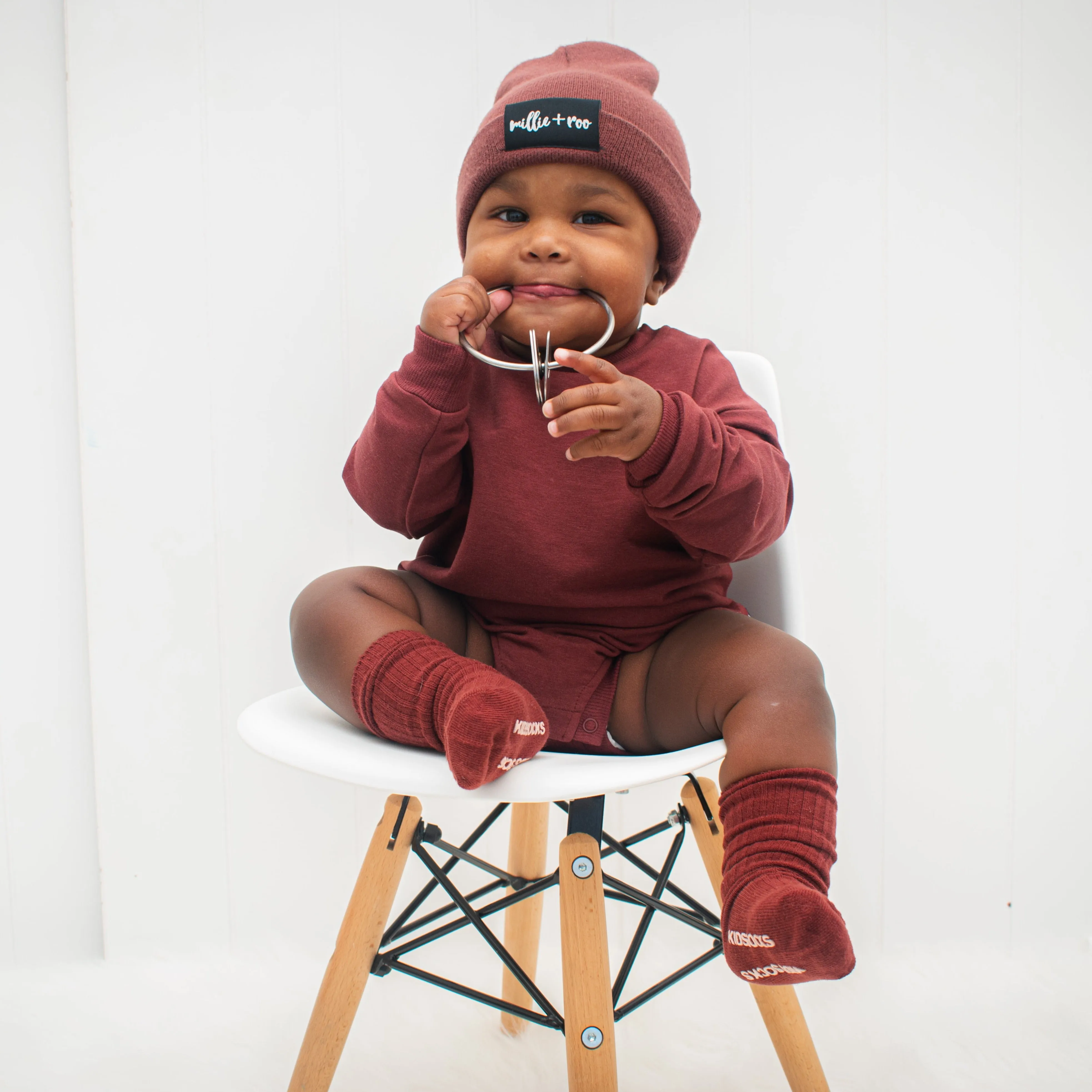 Crew Neck Romper- Oxblood