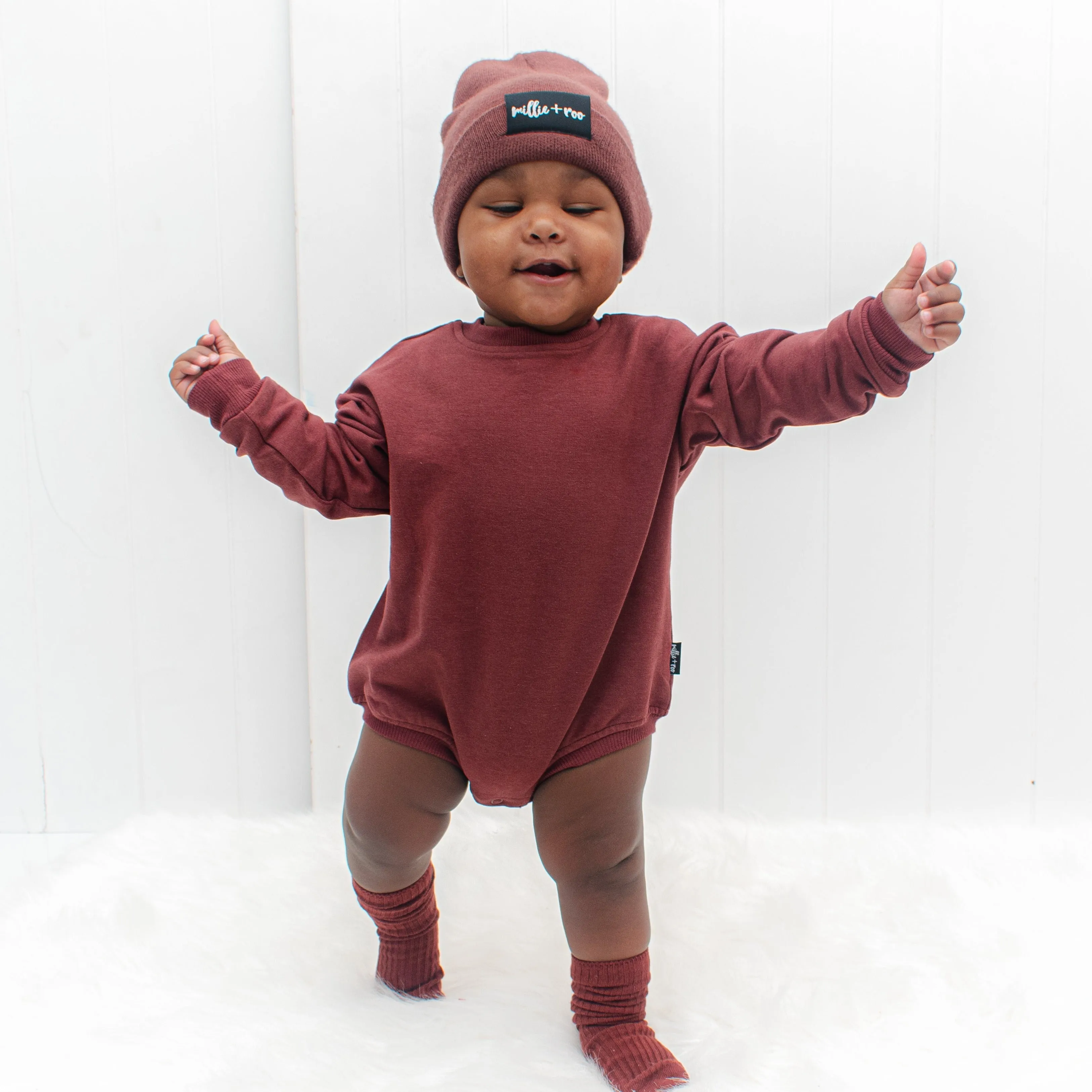 Crew Neck Romper- Oxblood