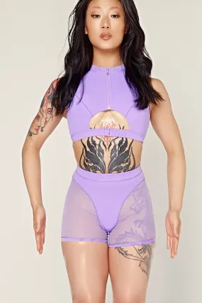 CXIX Dollhaus Mesh Biker Shorts - Purple