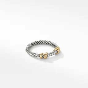 David Yurman Petite Helena Wrap Diamond Ring Sterling Silver 18K Yellow Gold