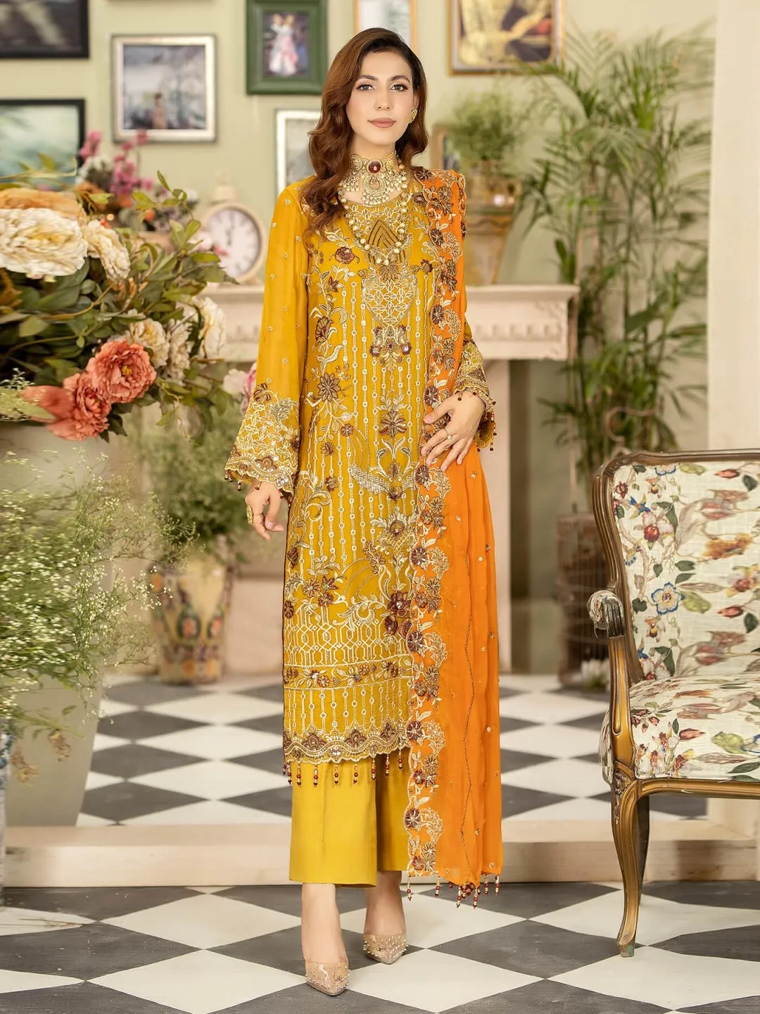 Designer Embroidered Chiffon