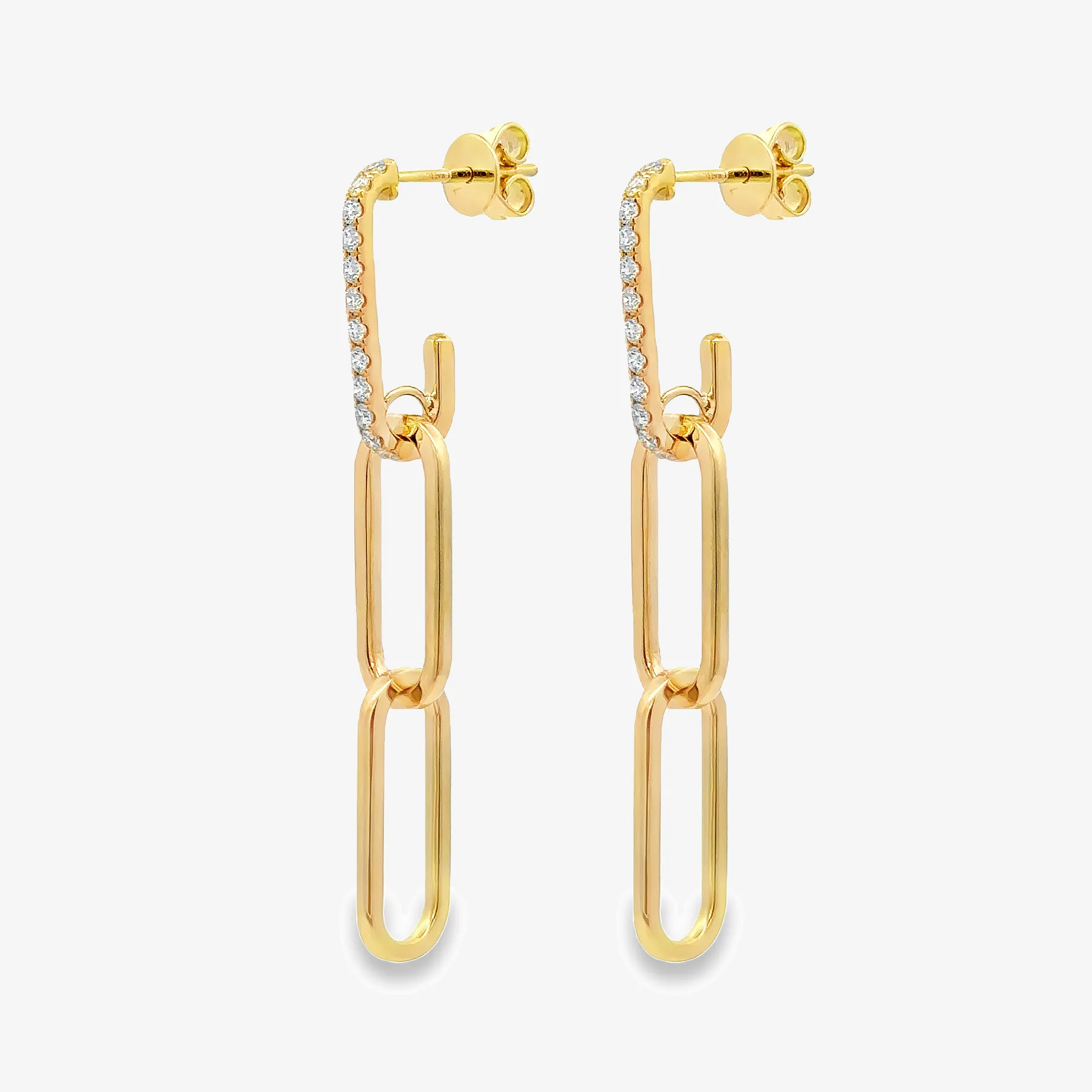 Diamond Dangling Paperclip Earrings