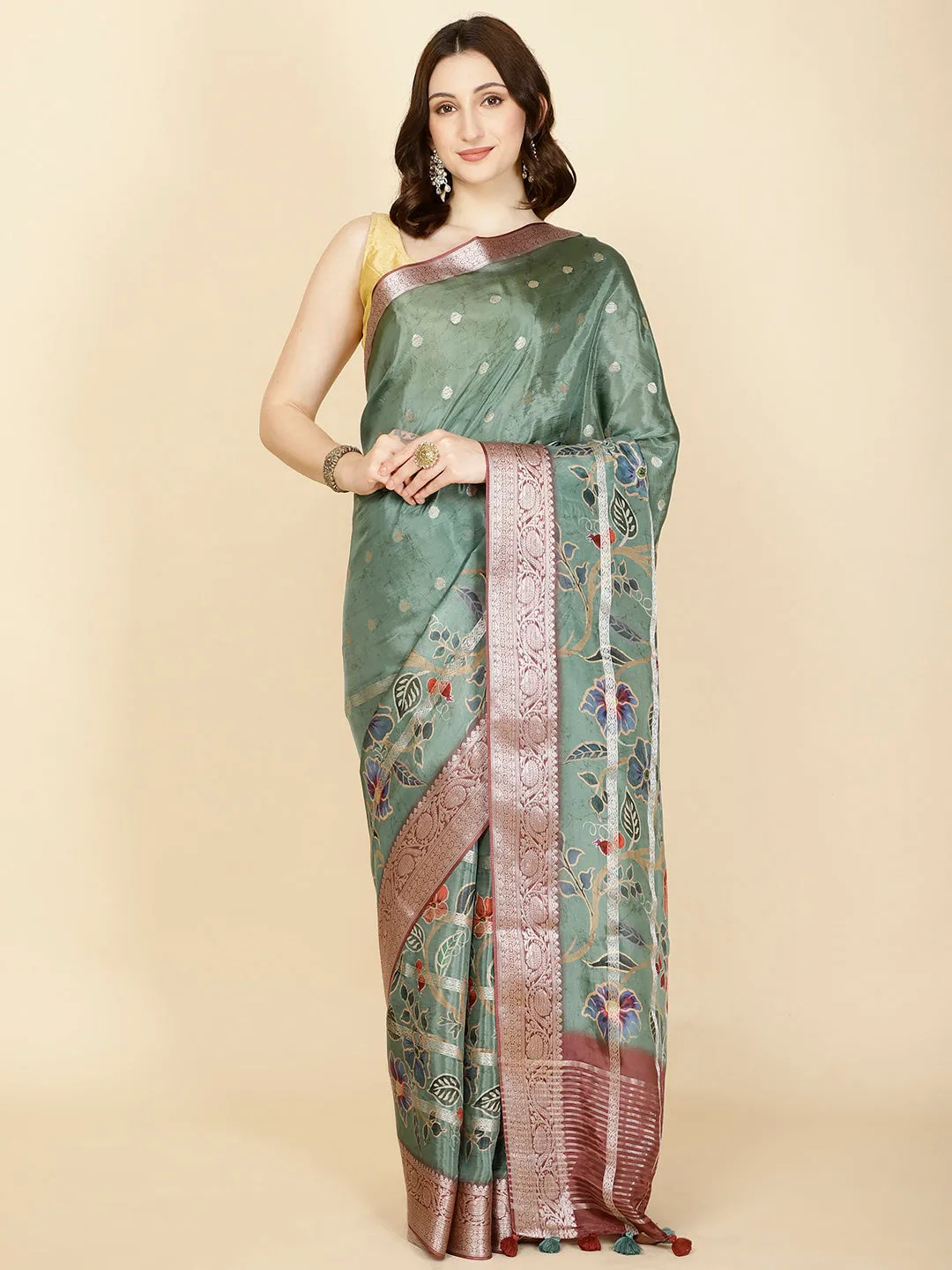 Digital Floral Printed Cotton Handloom Saree