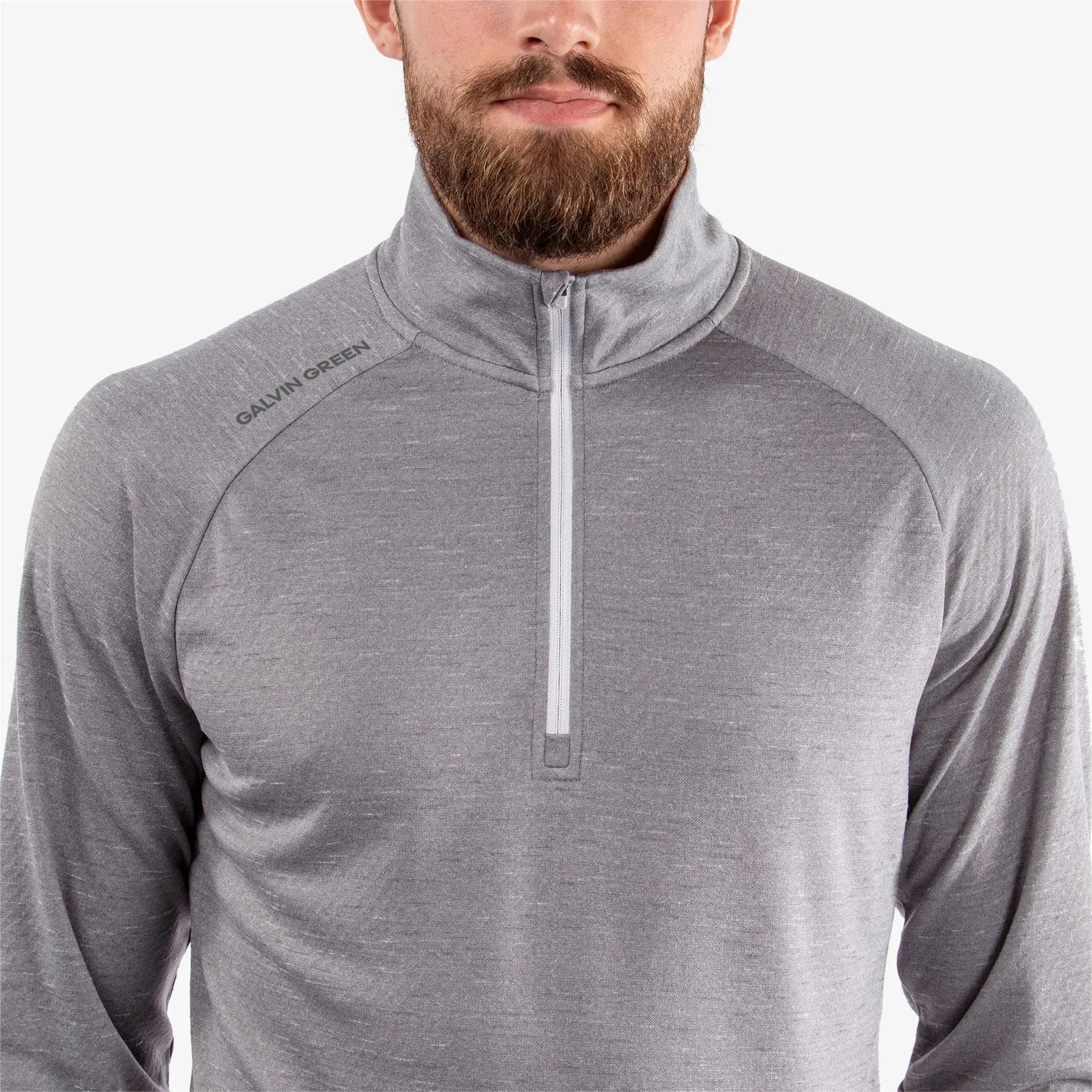 Dion Insula Quarter Zip Mid Layer Grey Melange - SS24