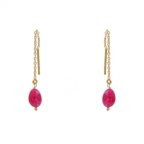 Drop Ruby Threader Earrings