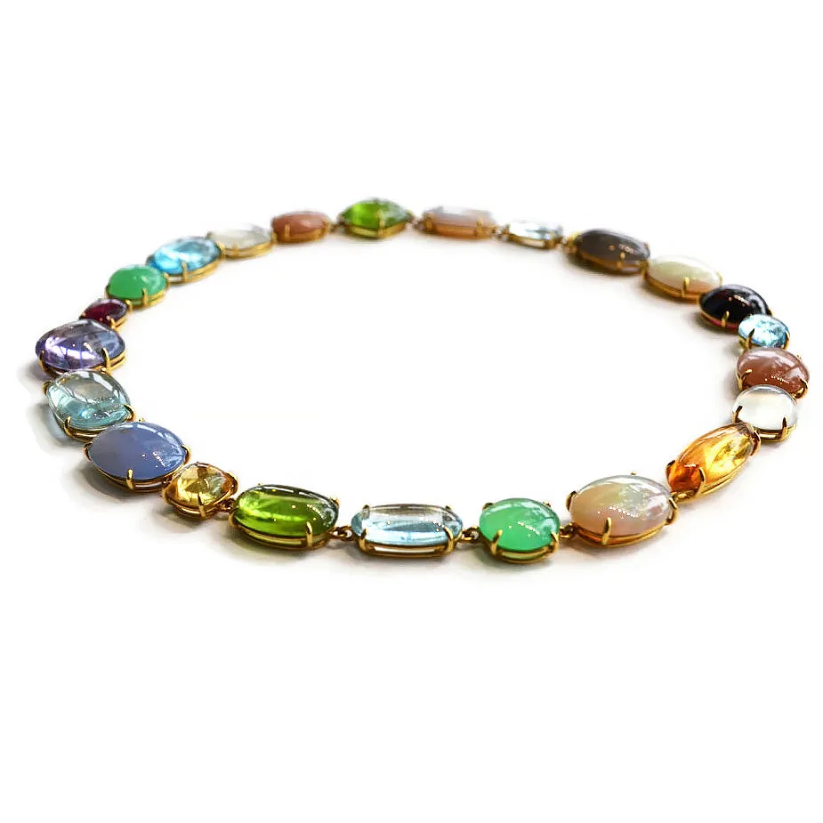 Eclat Jewels - Multicolor Gemstones Necklace, 18k Yellow Gold