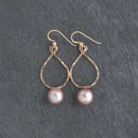 Edison Pearl Teardrop Hoop Earrings - Small