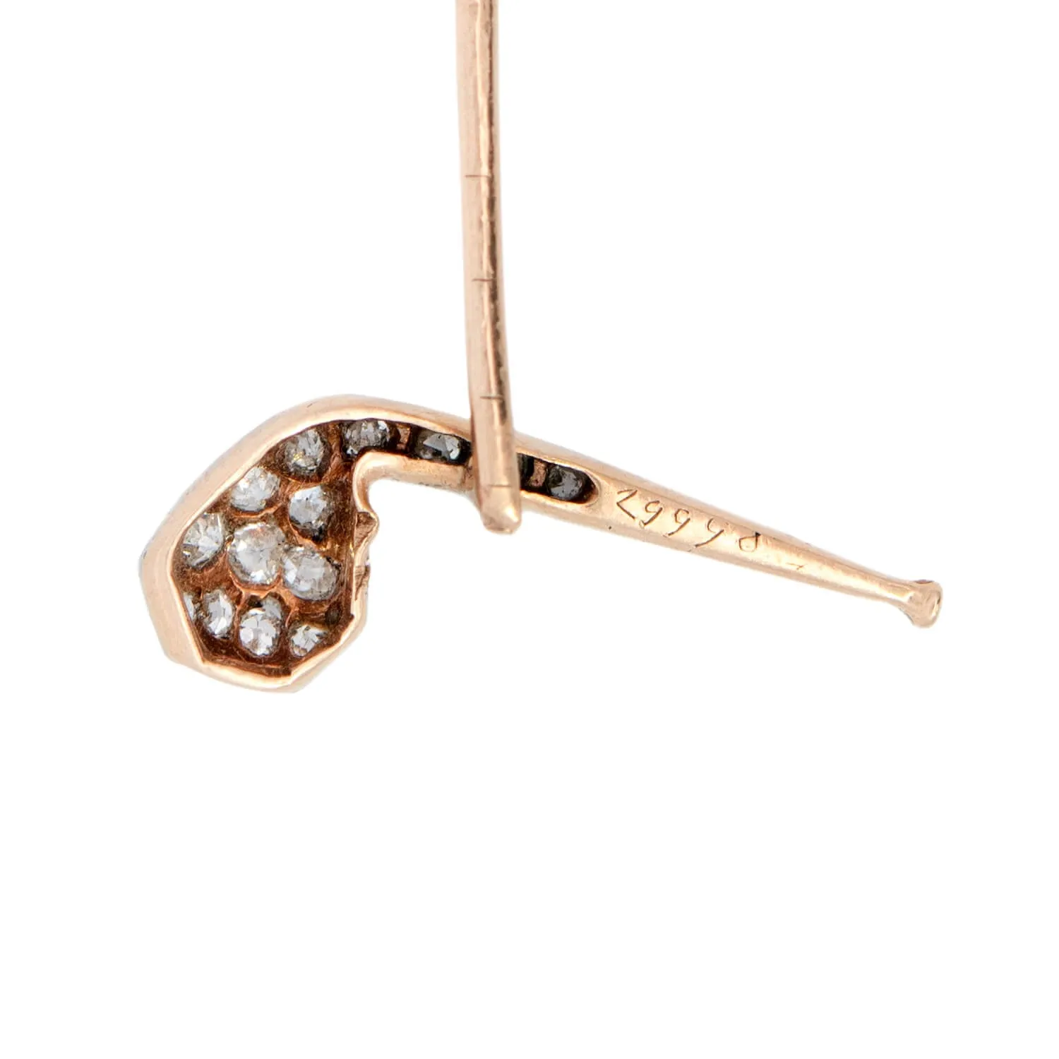 Edwardian 14k/Platinum Diamond Pipe Stick Pin