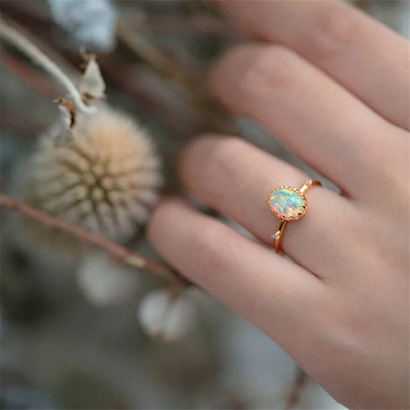 Elegant Vintage Opal Adjustable Ring - 925 Sterling Silver