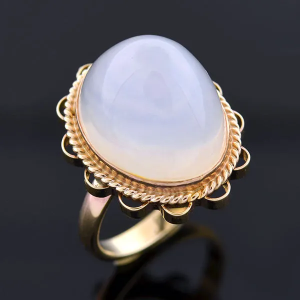 Estate 14kt Large Water Opal Cabochon Ring