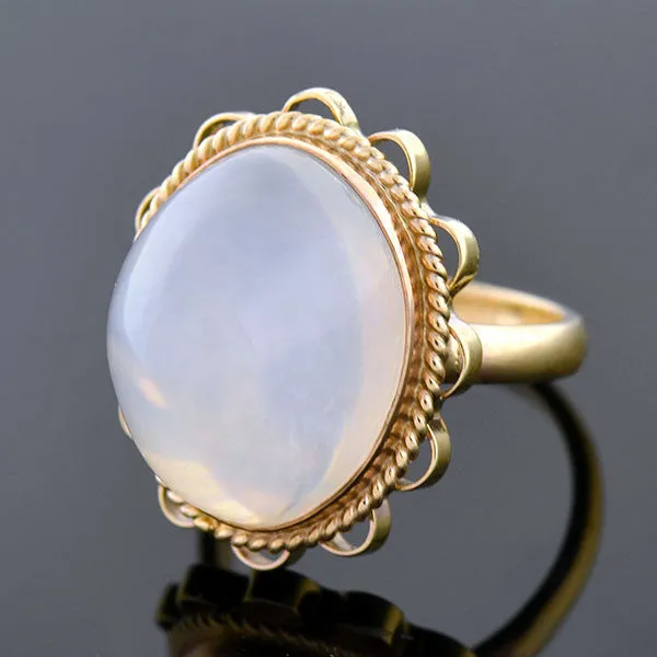 Estate 14kt Large Water Opal Cabochon Ring