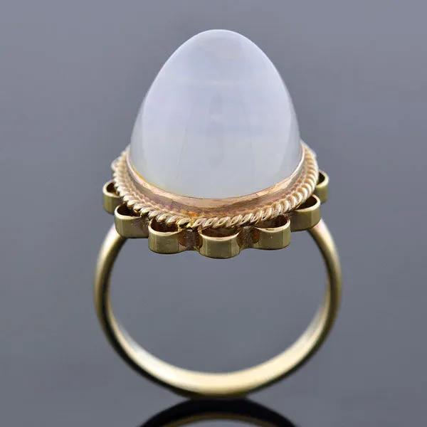 Estate 14kt Large Water Opal Cabochon Ring