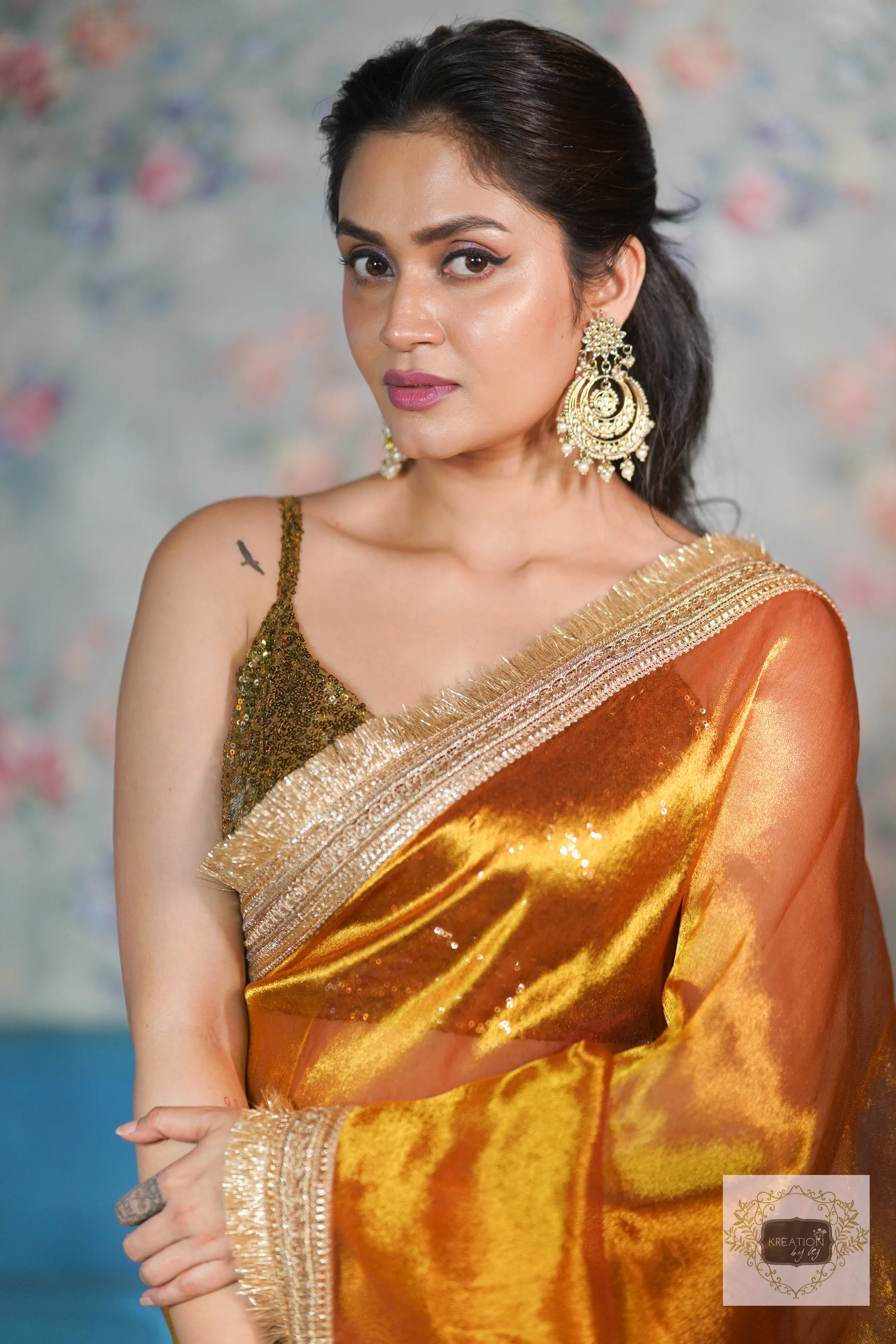 Fiery Gold Zari Tissue Banno Saree