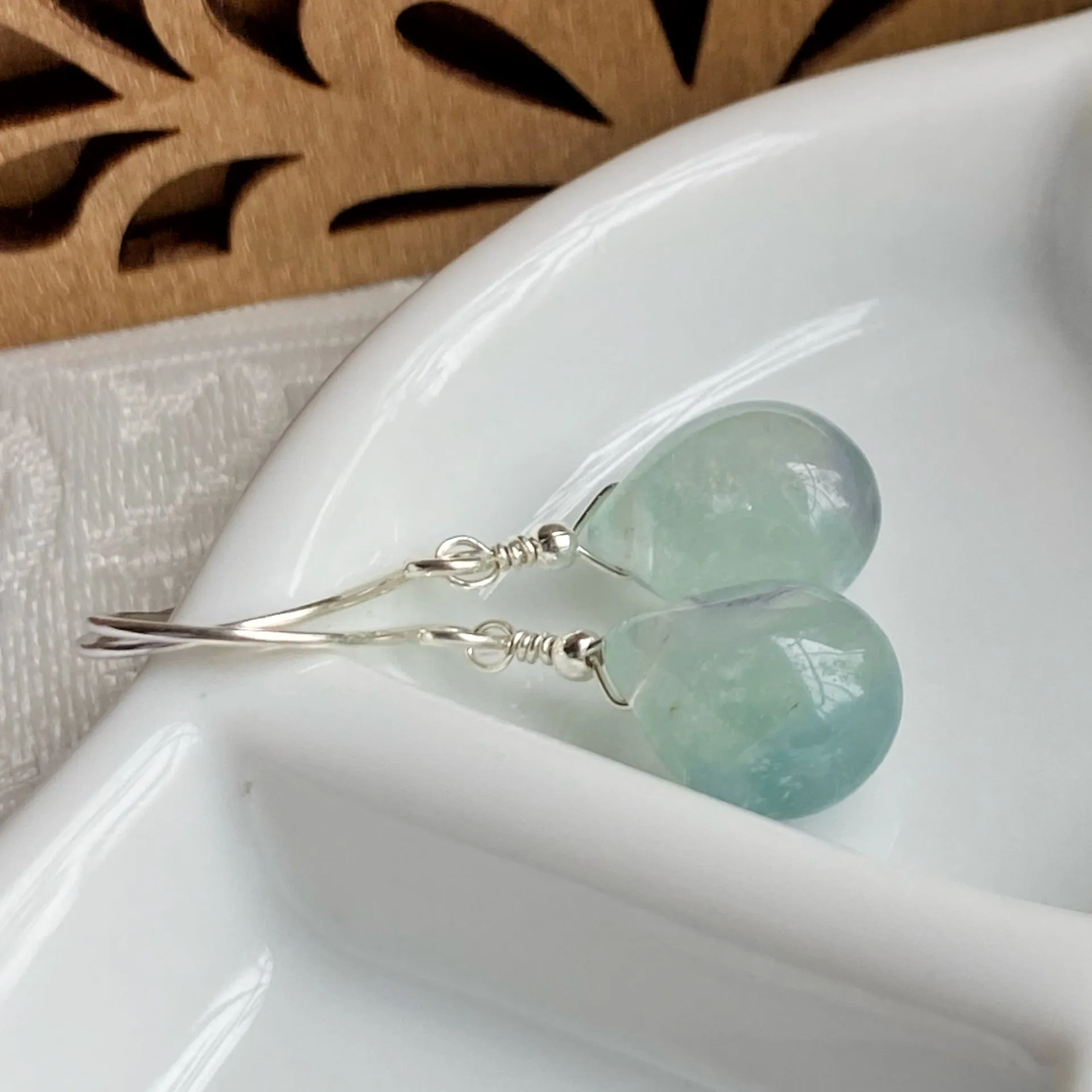 Fluorite briolette gemstone earrings