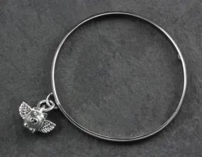 Flying Pig Bangle - Silver