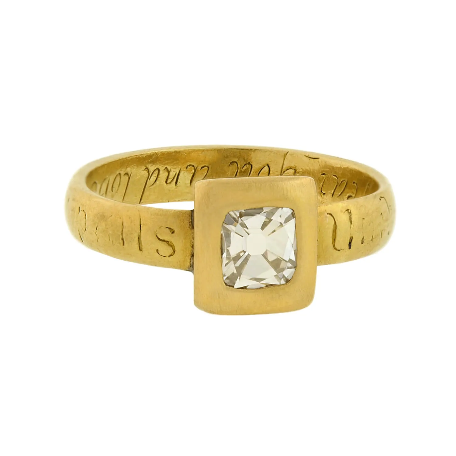 Georgian 18kt Inscribed Tablet Cut Diamond Ring 0.68ct