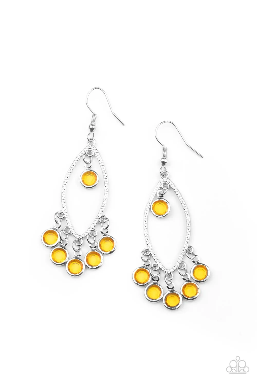 Glassy Grotto - Yellow Paparazzi Earrings