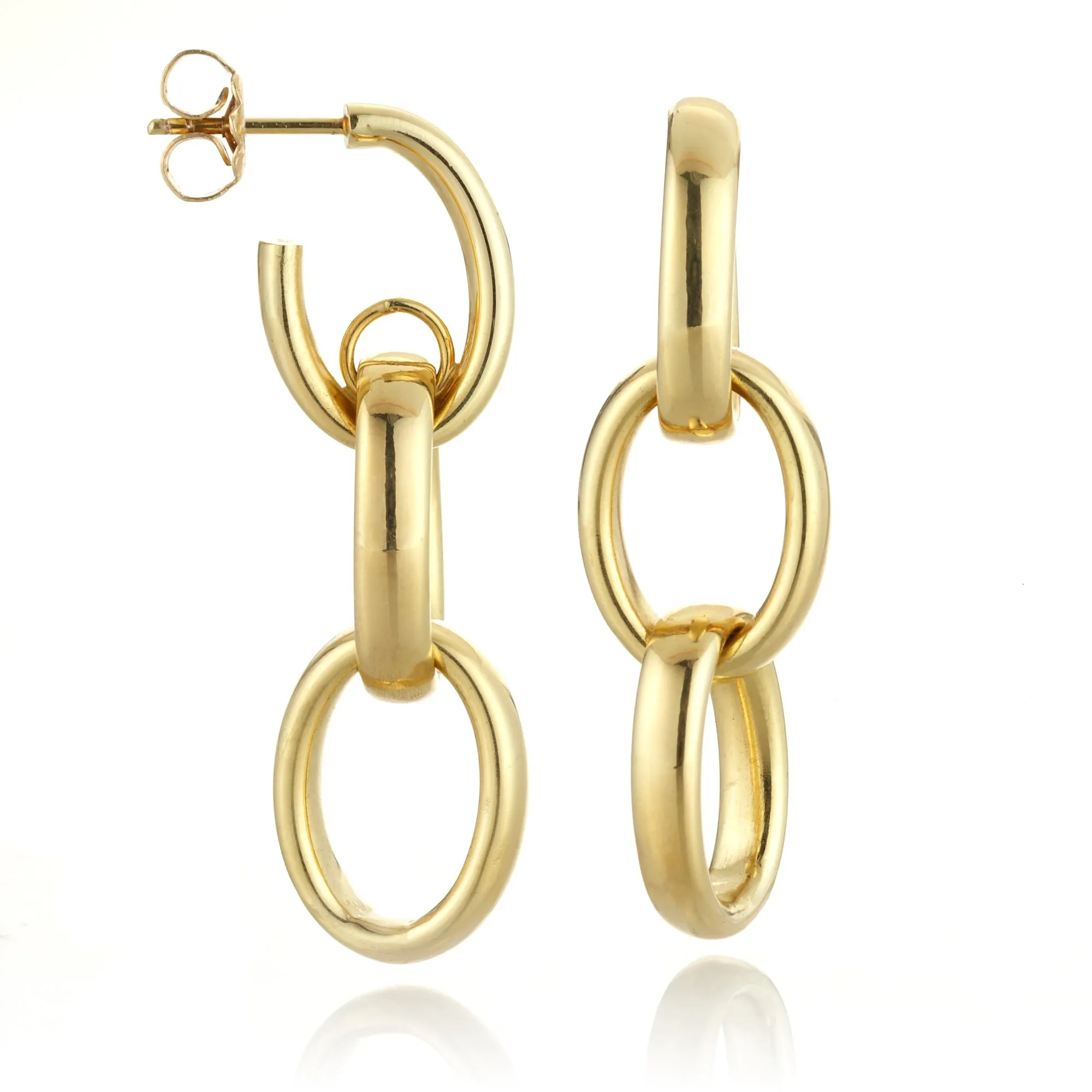 Gold Oval Link Drop Earrings