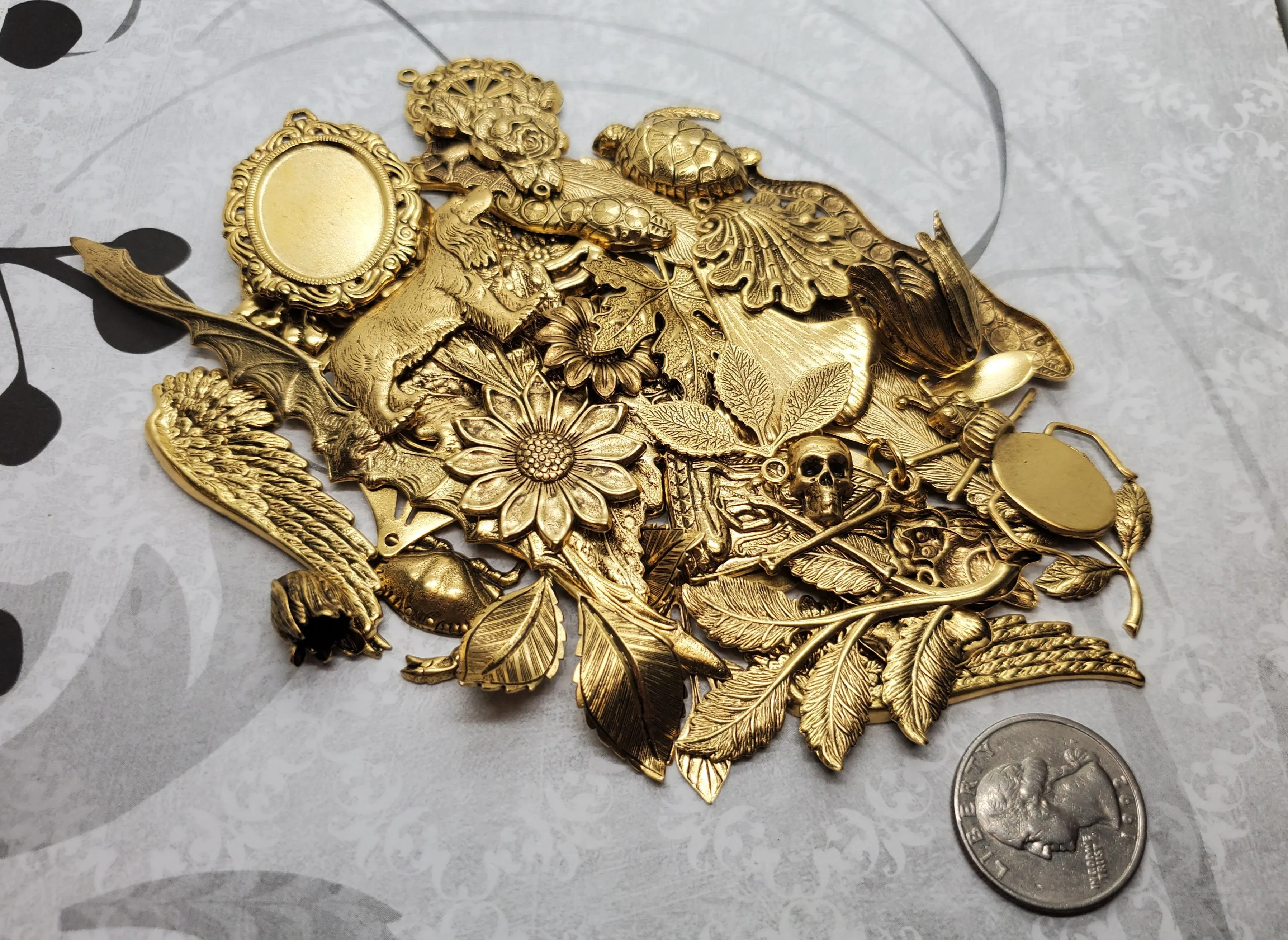 Great Value - Bulk 1/4 Pound Of Matte Gold Ox Stampings And Charms - ML01