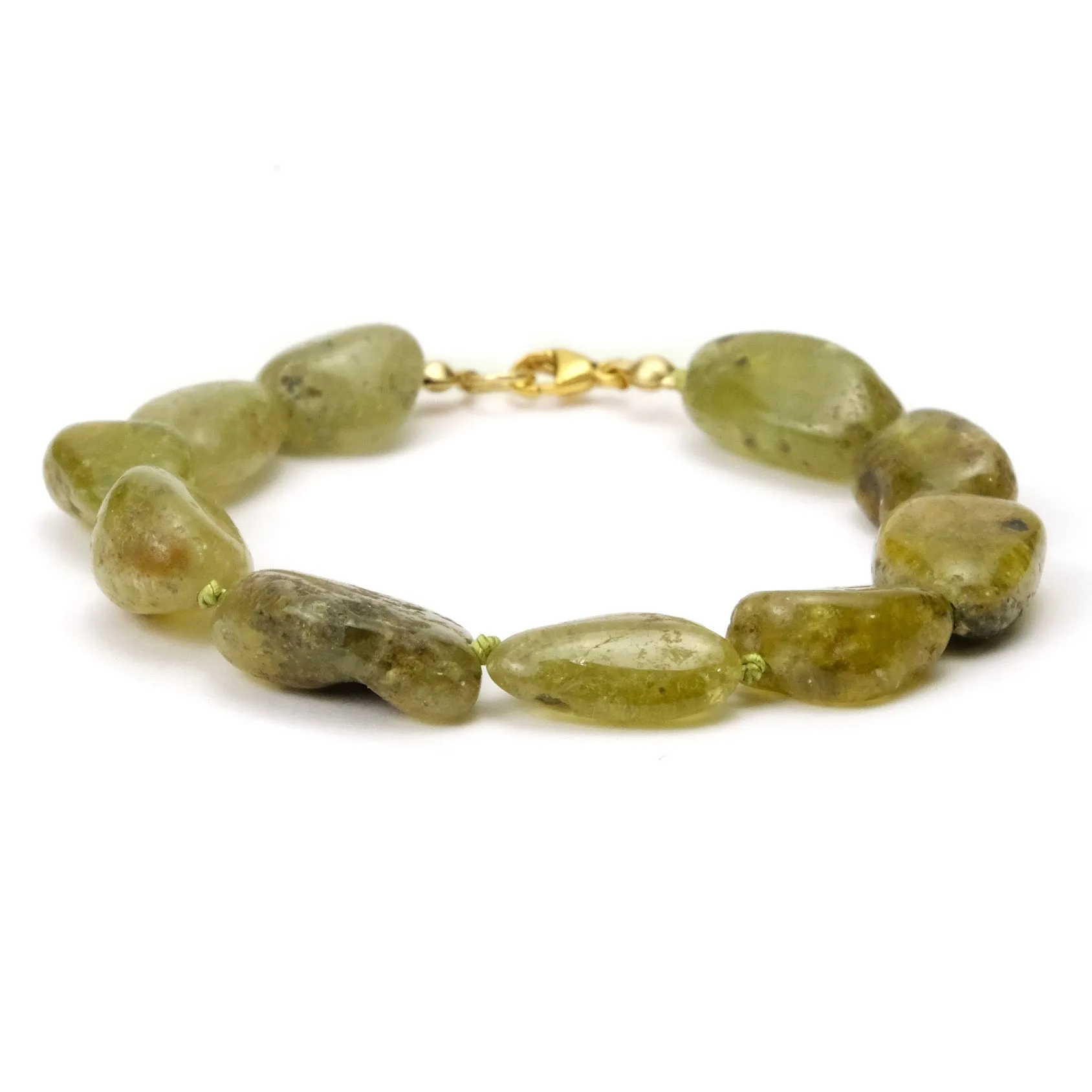 Green Garnet Bracelet with Gold Filled Trigger Clasp