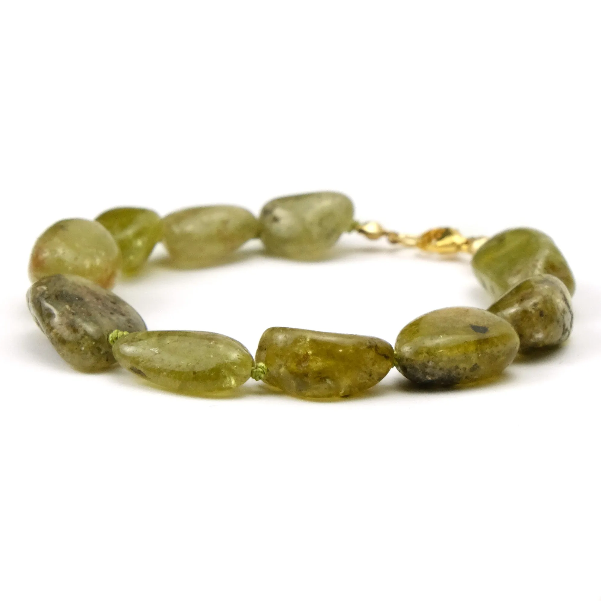 Green Garnet Bracelet with Gold Filled Trigger Clasp