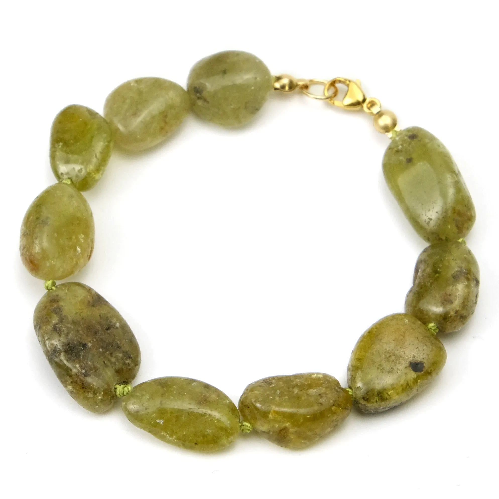 Green Garnet Bracelet with Gold Filled Trigger Clasp