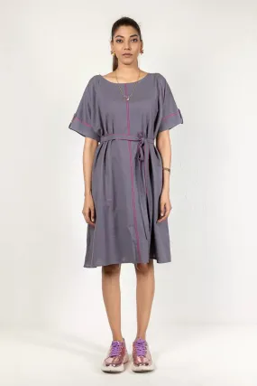 Grey Cotton Flax Dress