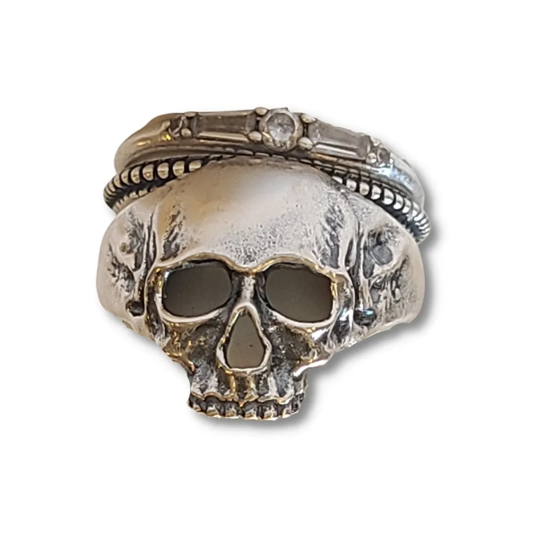 Hard and soft skull and sparkle ring stack