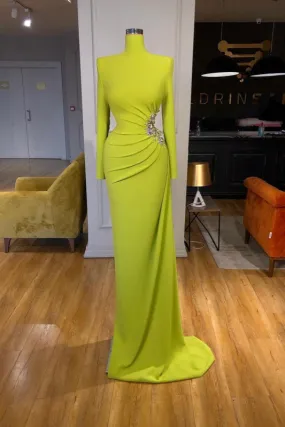 High-Neck Long Sleeves Mermaid Evening Dress