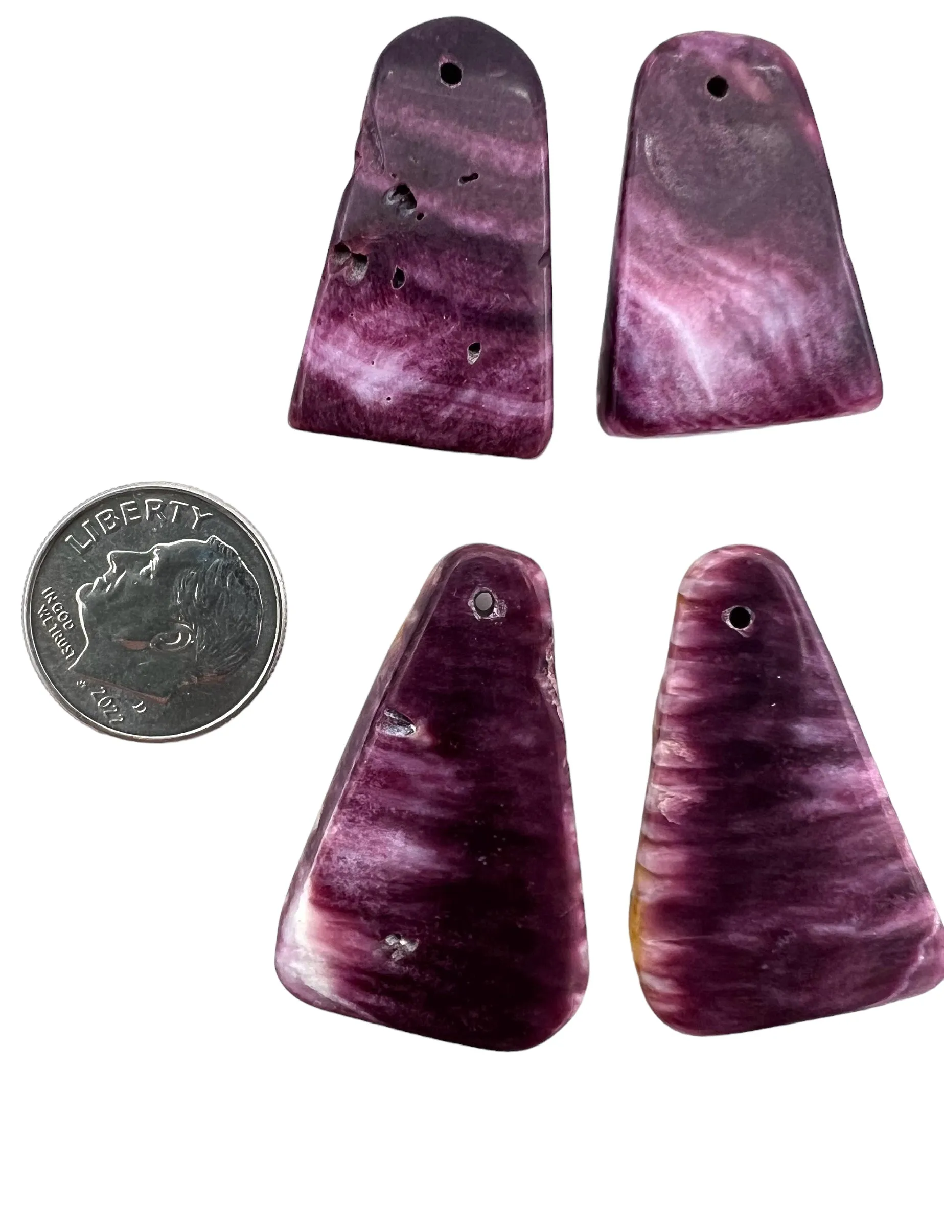 High Quality Purple Spiny Oyster Freeform Earring Slab Beads (select one pair)