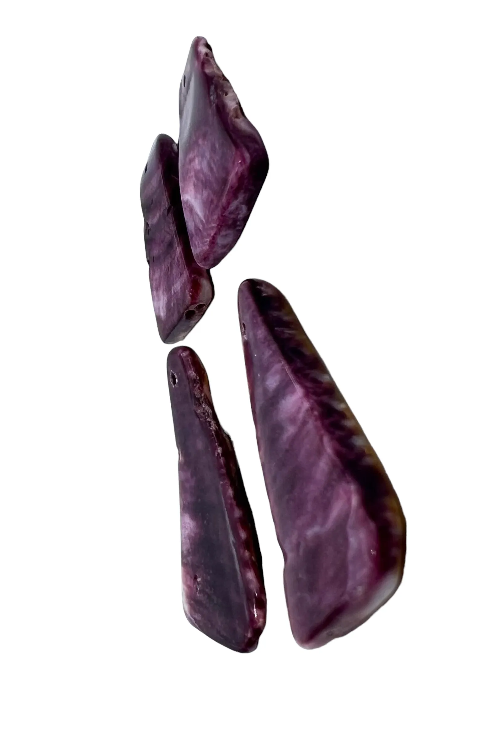 High Quality Purple Spiny Oyster Freeform Earring Slab Beads (select one pair)