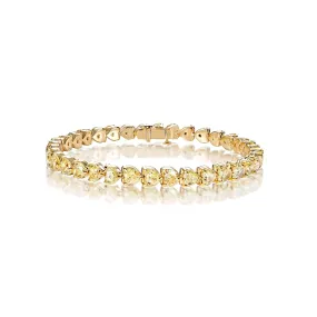 Holland 18 Carat Fancy Yellow Combine Mix Shape Single Row Diamond Tennis Bracelet in 18k Yellow Gold