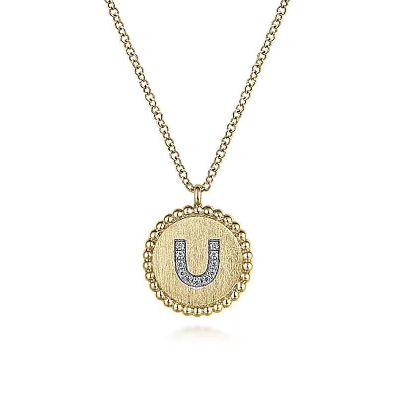 Initial U Medallion Necklace