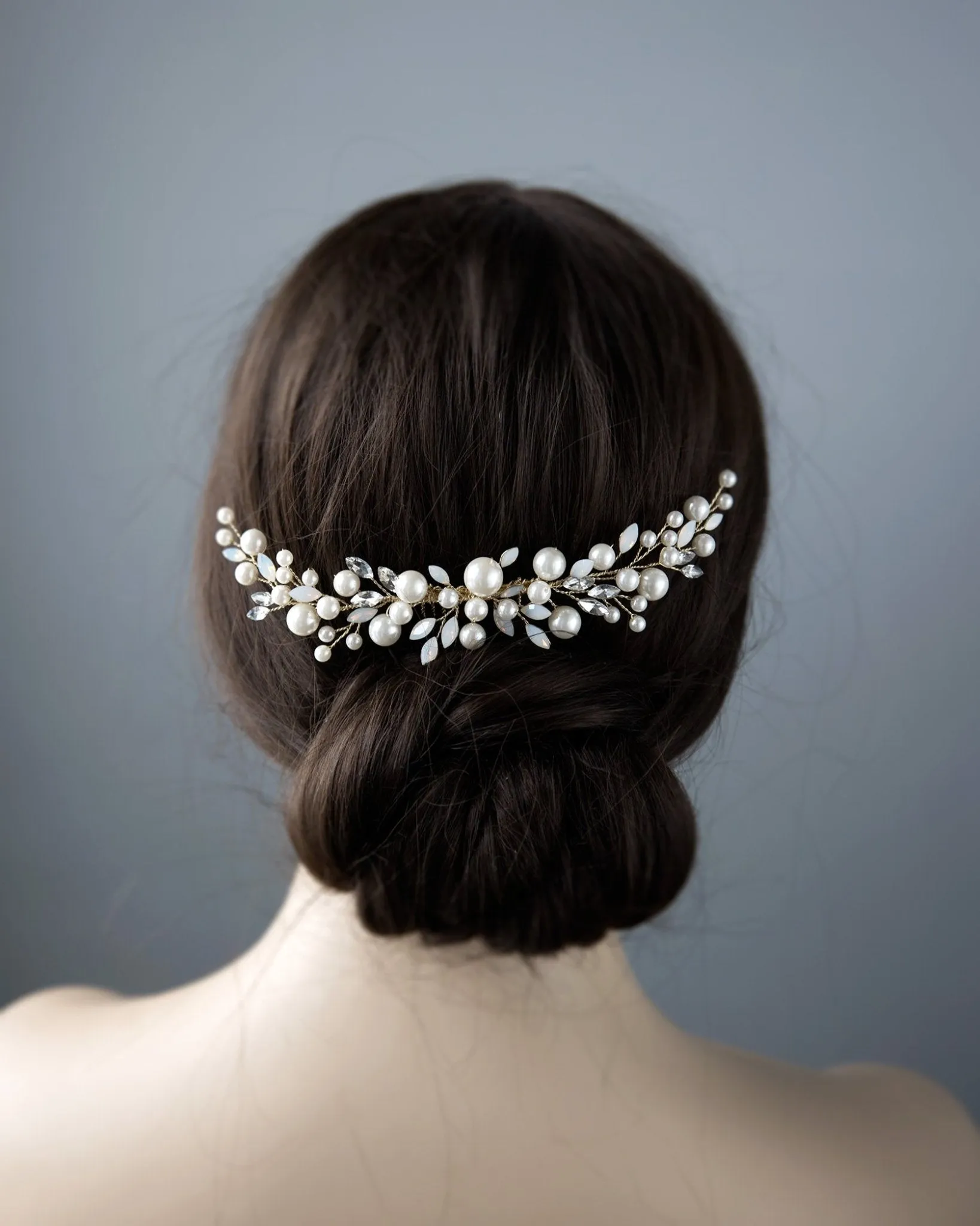 Ivory Pearls and Opal Bridal Comb