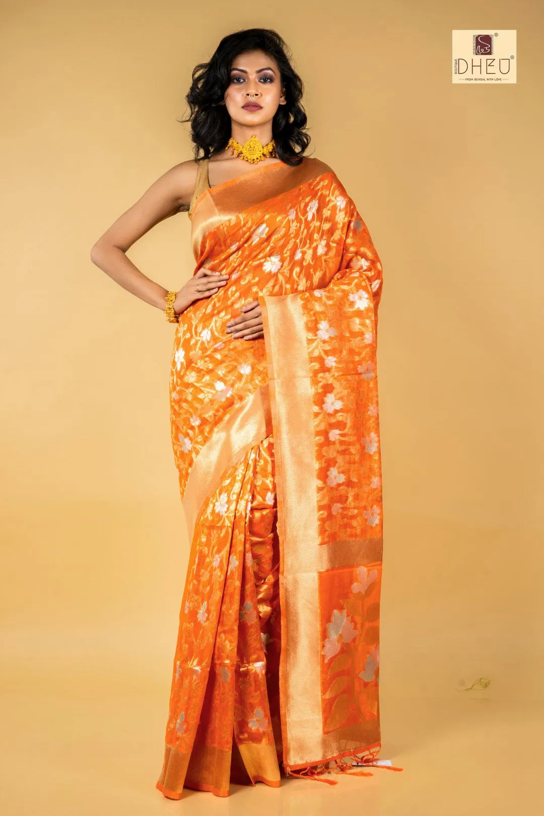 Jamdani Zari Muslin Saree