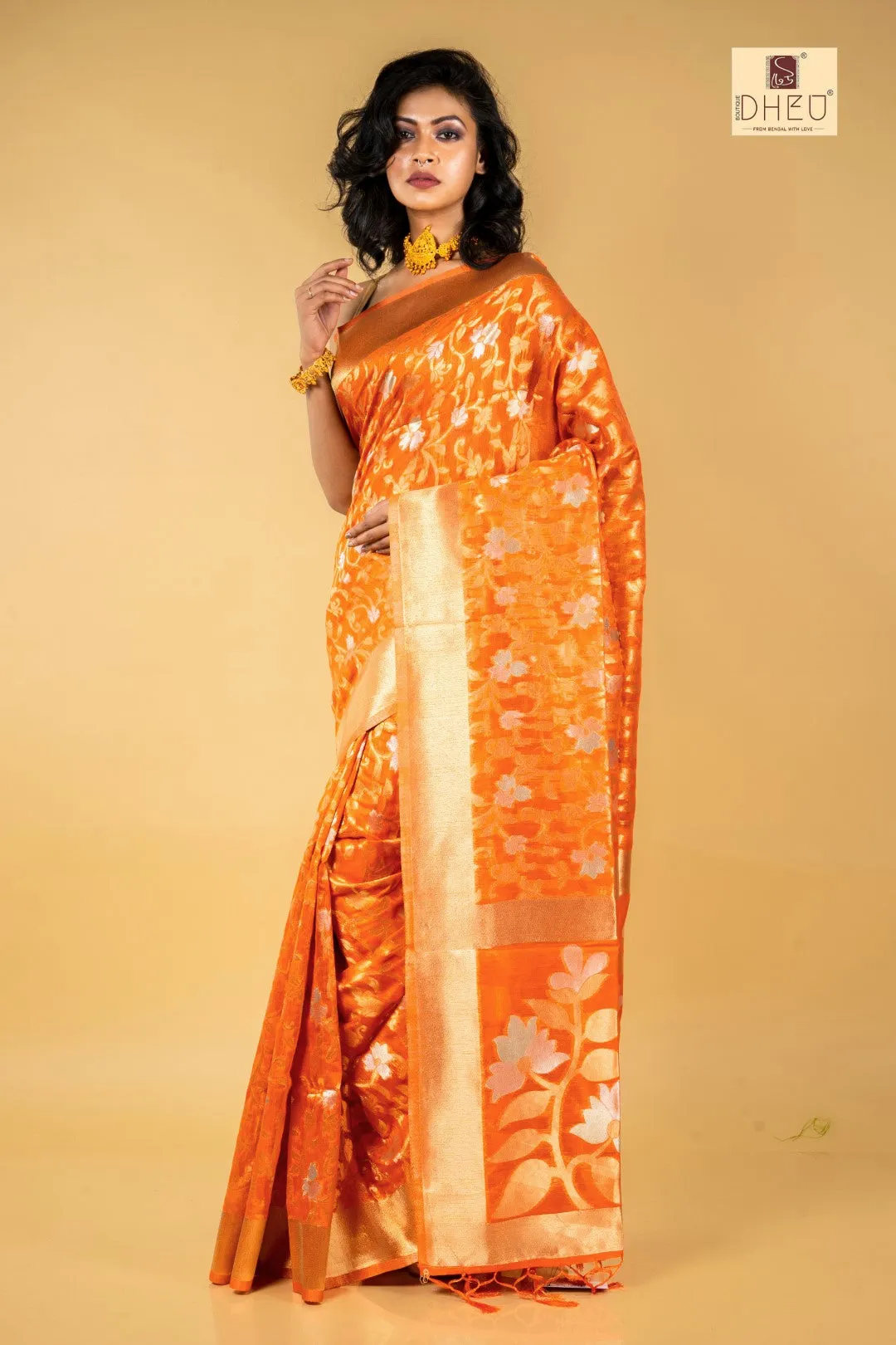 Jamdani Zari Muslin Saree